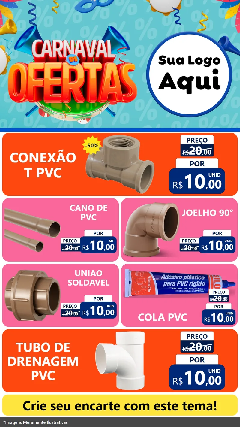 Modelo de TV para TV Vertical com o tema Carnaval de Ofertas para Tubos e conexões