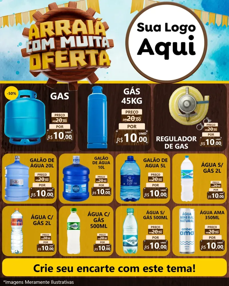 Modelo de Rede Social para Feed Instagram com o tema Ofertas de São João - Junina para Água e gás