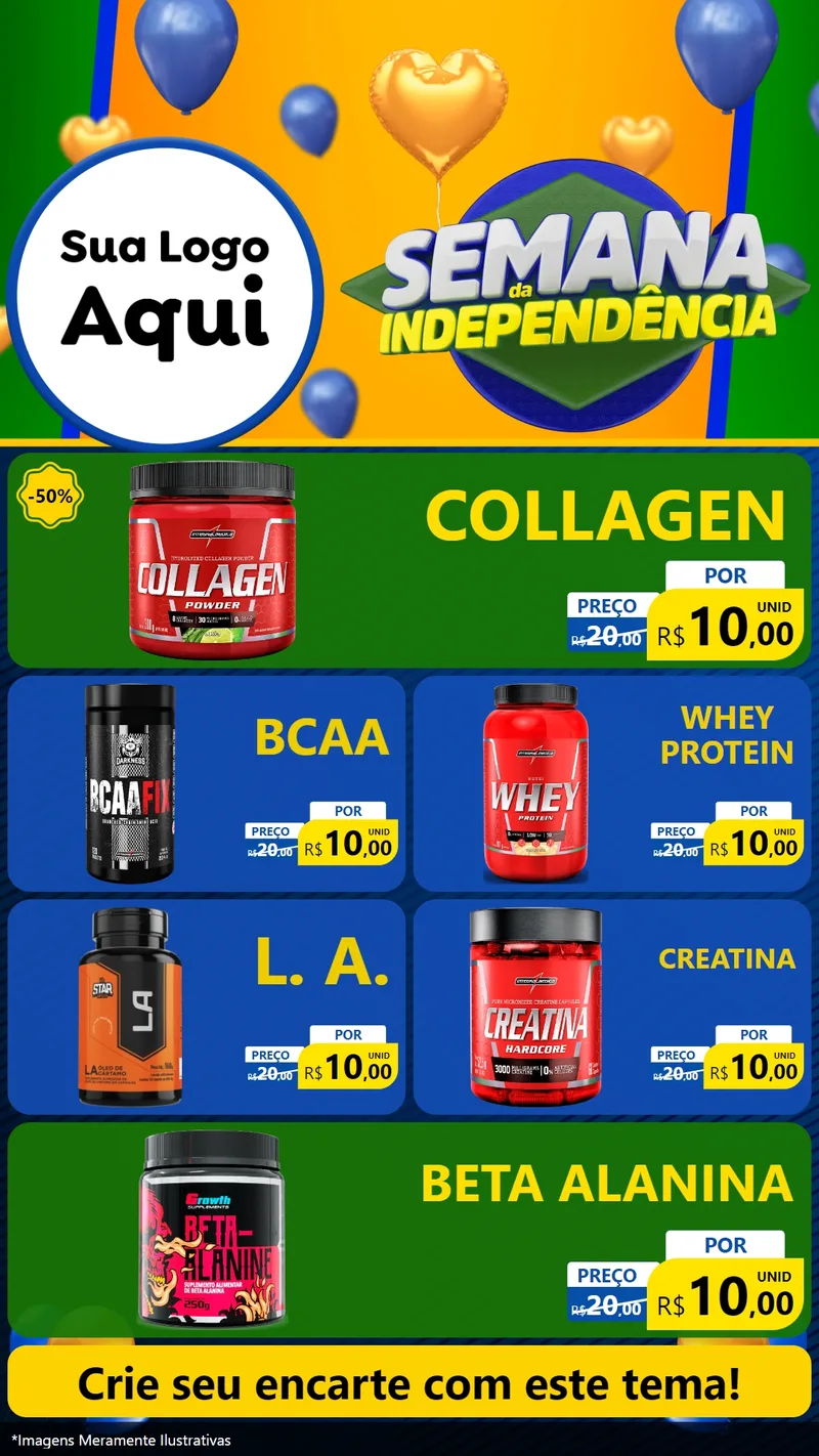 Modelo de TV para TV Vertical com o tema Semana da Independência para Suplementos alimentares