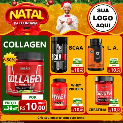 Modelo de Rede Social para Feed Facebook com o tema Natal da Economia para Suplementos alimentares