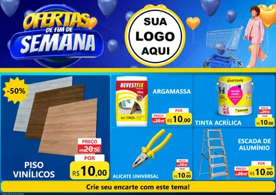 Modelo de Encarte para Encarte A4 Horizontal com o tema Ofertas de Fim de Semana para Material para Construção