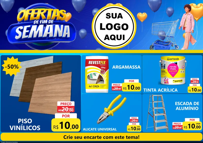 Modelo de Encarte para Encarte A4 Horizontal com o tema Ofertas de Fim de Semana para Material para Construção