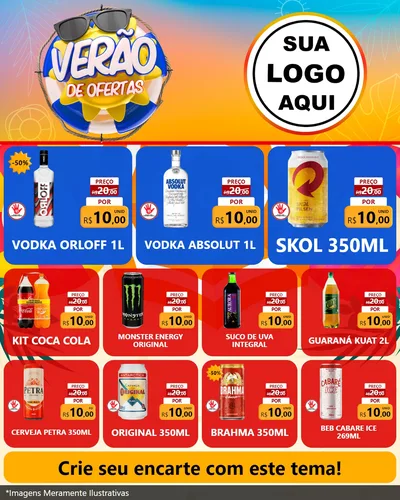 Modelo de Rede Social para Feed Instagram com o tema Verão de Ofertas para Distribuidora de bebidas