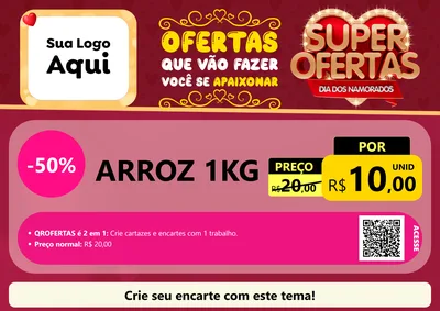 Modelo de Cartaz para Cartaz A4 Horizontal com o tema Dia dos Namorados para Supermercado