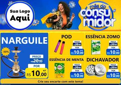 Modelo de Encarte para Encarte A4 Horizontal com o tema Mês do Consumidor para Tabacaria