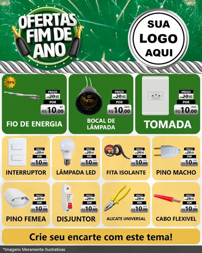 Modelo de Rede Social para Feed Instagram com o tema Ofertas Fim de Ano para Materiais Elétricos