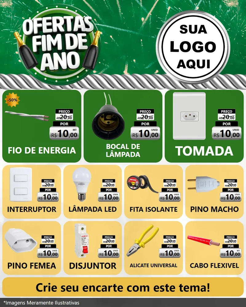 Modelo de Rede Social para Feed Instagram com o tema Ofertas Fim de Ano para Materiais Elétricos