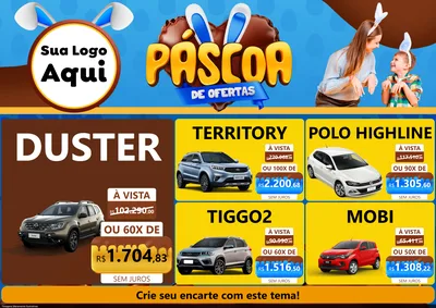 Modelo de Encarte para Encarte A4 Horizontal com o tema Páscoa de Ofertas para Concessionaria de Carros
