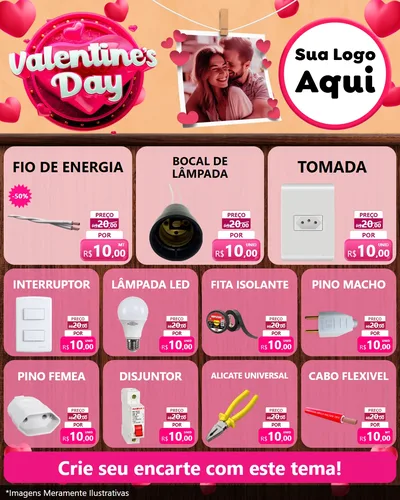 Modelo de Rede Social para Feed Instagram com o tema Valentine's Day para Materiais Elétricos