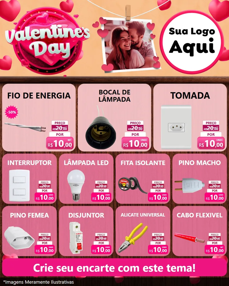 Modelo de Rede Social para Feed Instagram com o tema Valentine's Day para Materiais Elétricos