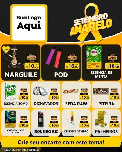 Modelo de Rede Social para Feed Instagram com o tema Setembro Amarelo para Tabacaria