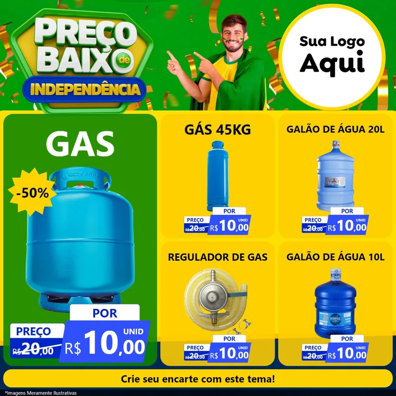 Modelo de Rede Social para Feed Facebook com o tema Preço Baixo de Independência para Água e gás