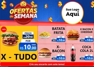 Modelo de Encarte para Encarte A4 Horizontal com o tema Ofertas Da Semana para Hamburgueria