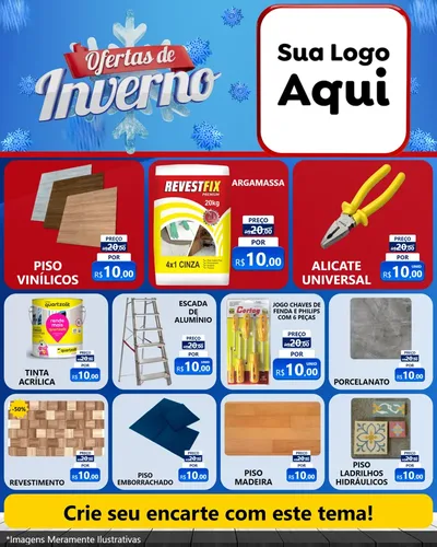 Modelo de Rede Social para Feed Instagram com o tema Ofertas de Inverno para Material para Construção