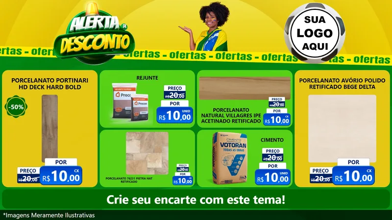 Modelo de TV para TV Horizontal com o tema Alerta de Desconto para Pisos e revestimentos