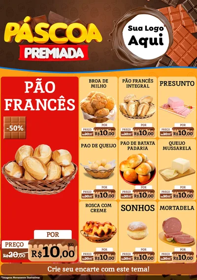 Modelo de Encarte para Encarte A4 Vertical com o tema Páscoa Premiada para Padaria
