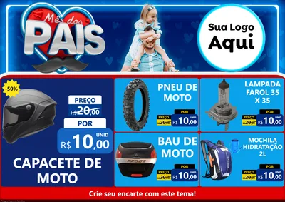 Modelo de Encarte para Encarte A4 Horizontal com o tema Mês Dos Pais para Moto peças