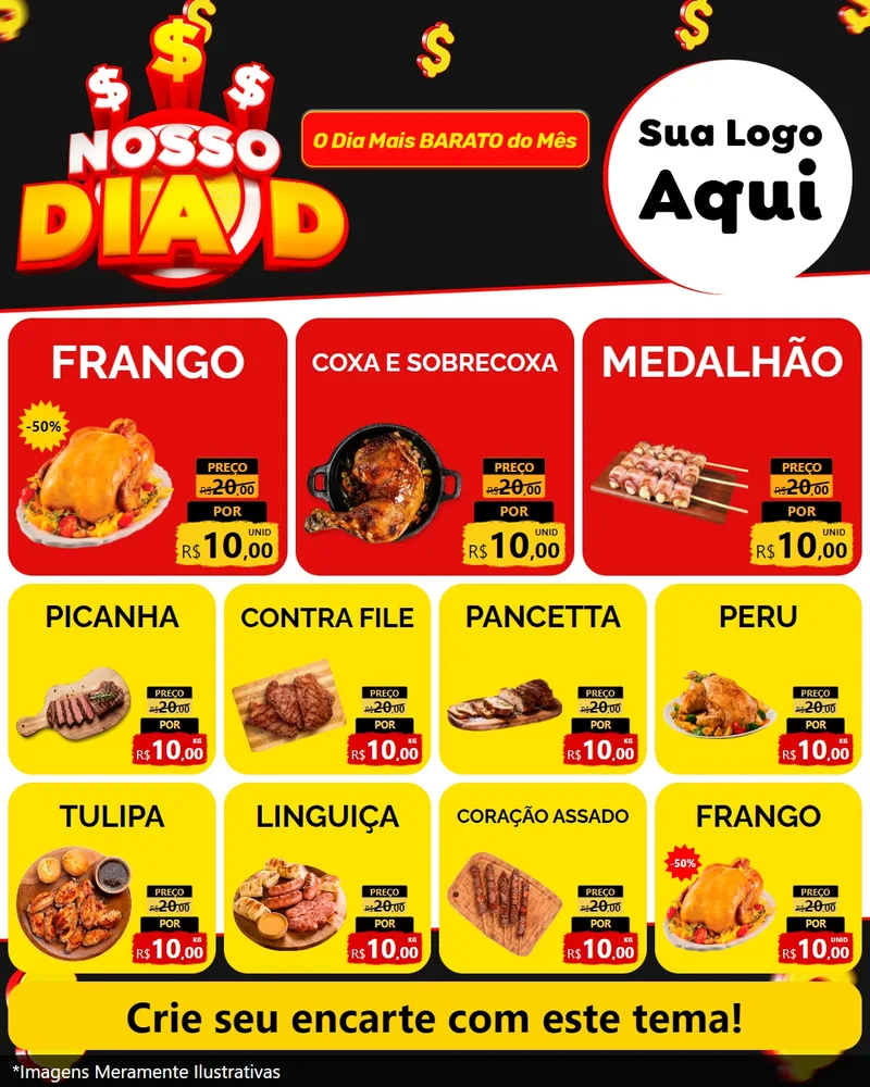 Modelo de Rede Social para Feed Instagram com o tema Nosso Dia D para Assados