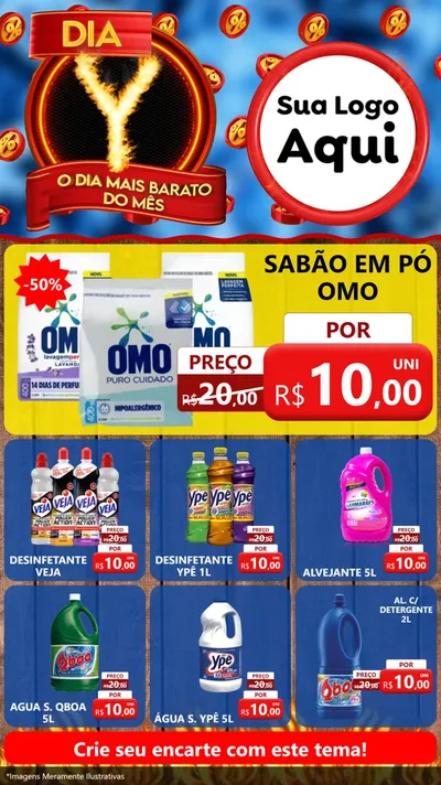 Modelo de Rede Social para Stories com o tema Dia Y - O Dia Mais Barato Do Mês para Produtos de Limpeza