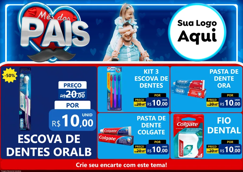 Modelo de Encarte para Encarte A4 Horizontal com o tema Mês Dos Pais para Higiene Pessoal