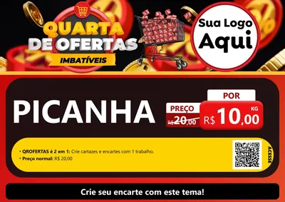 Modelo de Cartaz para Cartaz A4 Horizontal com o tema Quarta de Ofertas Imbatíveis para Açougue