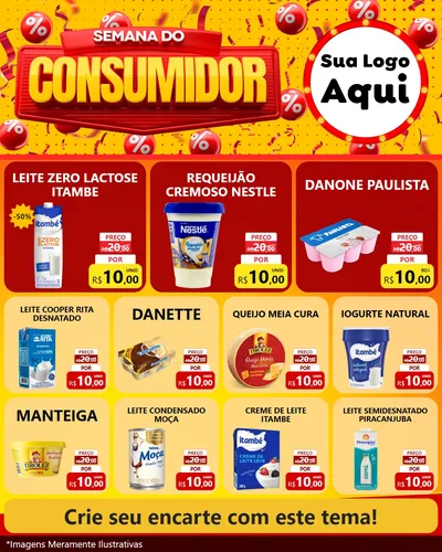 Modelo de Rede Social para Feed Instagram com o tema Semana do Consumidor para Frios e Laticínios