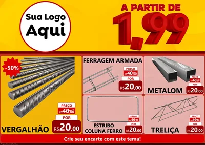 Modelo de Encarte para Encarte A4 Horizontal com o tema A Partir de Um e Noventa e Nove - 1,99 para Ferragens