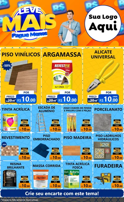 Modelo de Encarte para Encarte Grande com o tema Leve Mais, Pague Menos para Material para Construção