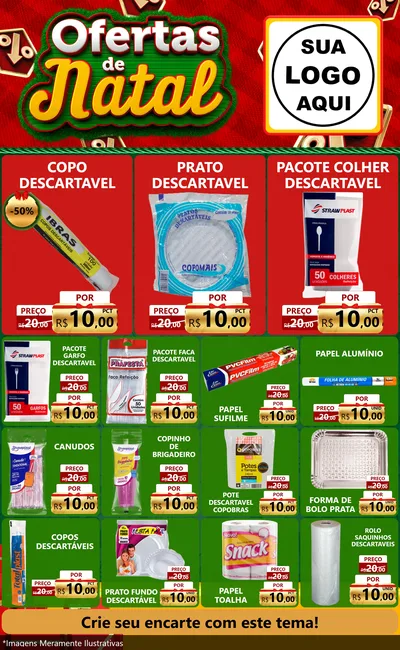 Modelo de Encarte para Encarte Grande com o tema Ofertas de Natal para Embalagens