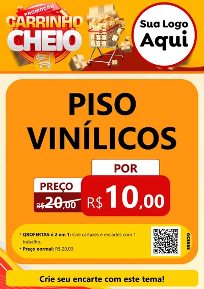 Modelo de Cartaz para Cartaz A4 Vertical com o tema Promoção carrinho cheio para Material para Construção