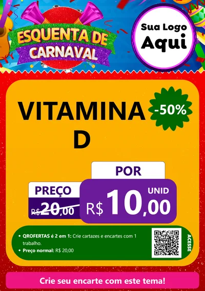 Modelo de Cartaz para Cartaz A4 Vertical com o tema Esquenta de Carnaval para Farmácia