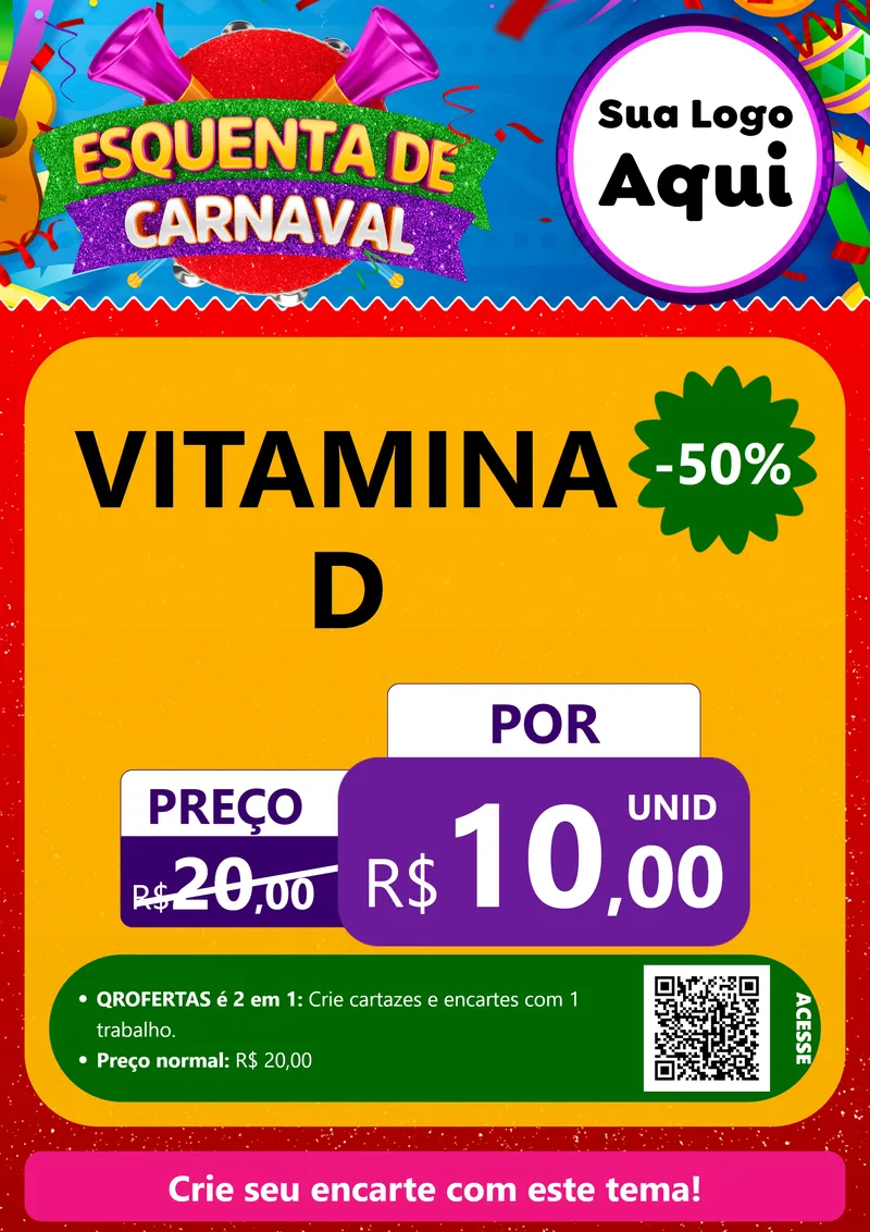 Modelo de Cartaz para Cartaz A4 Vertical com o tema Esquenta de Carnaval para Farmácia