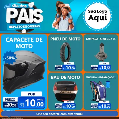 Modelo de Rede Social para Feed Facebook com o tema Dia Dos Pais Repleto de Ofertas para Moto peças