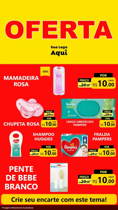 Modelo de TV para TV Vertical com o tema OFERTA - Vermelho Cartaz para Bebês