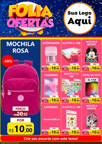 Modelo de Encarte para Encarte A4 Vertical com o tema Folia de Ofertas para Papelaria