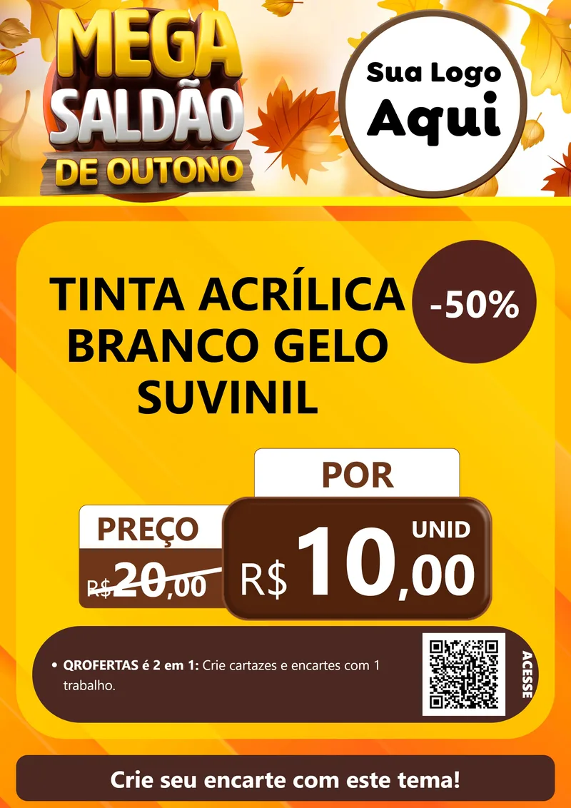 Modelo de Cartaz para Cartaz A4 Vertical com o tema Mega Saldão de Outono para Tintas e Ferramentas