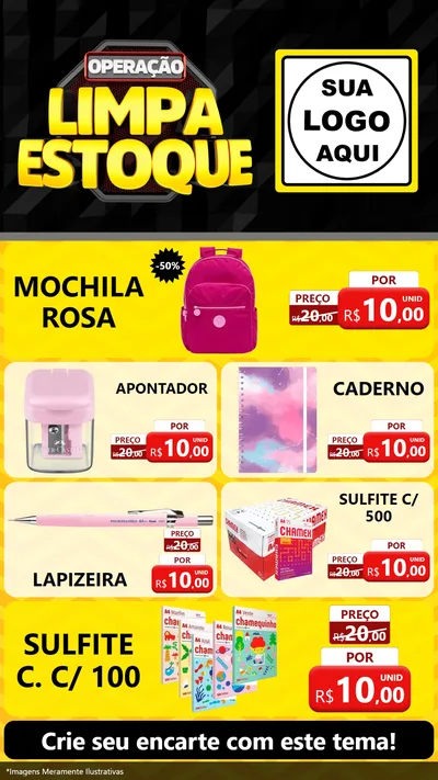 Modelo de TV para TV Vertical com o tema Operação Limpa Estoque para Papelaria