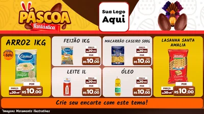 Modelo de TV para TV Horizontal com o tema Páscoa Fantástica para Supermercado