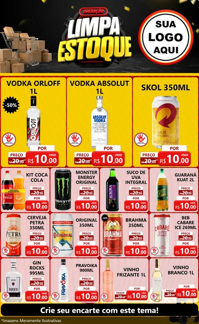 Modelo de Encarte para Encarte Grande com o tema Operação Limpa Estoque para Distribuidora de bebidas