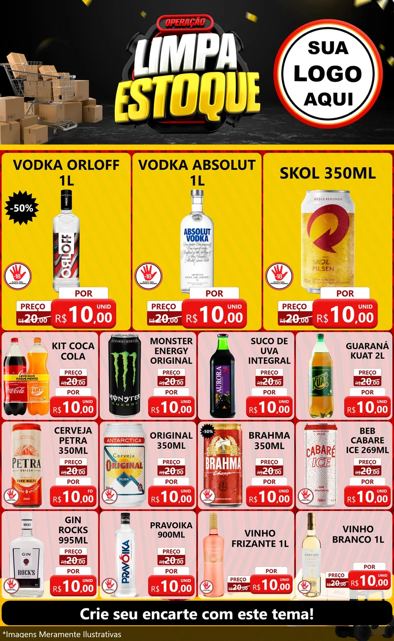 Modelo de Encarte para Encarte Grande com o tema Operação Limpa Estoque para Distribuidora de bebidas