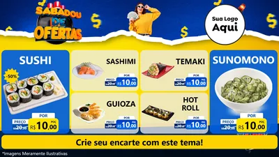 Modelo de TV para TV Horizontal com o tema Sabadou de Ofertas para Comida japonesa
