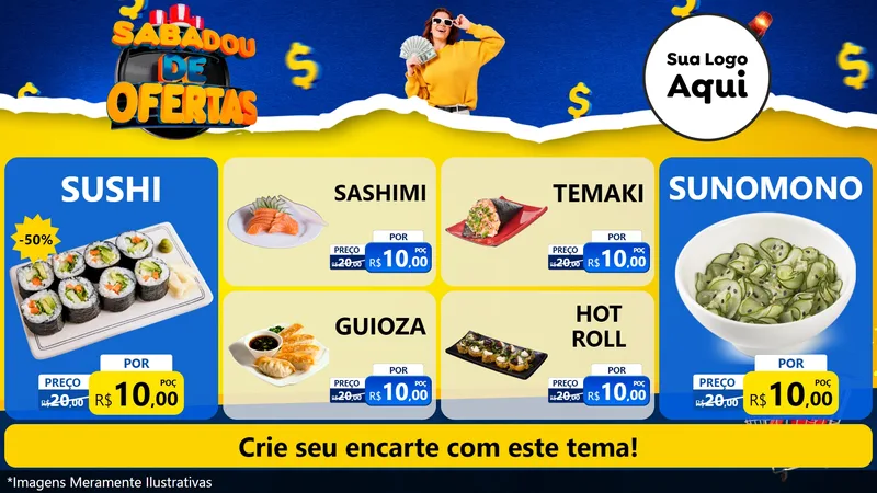 Modelo de TV para TV Horizontal com o tema Sabadou de Ofertas para Comida japonesa