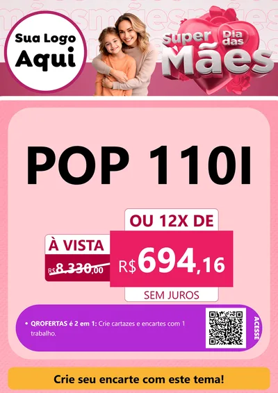 Modelo de Cartaz para Cartaz A4 Vertical com o tema Super Dia Das Mães para Concessionaria de Motos
