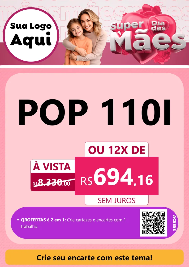 Modelo de Cartaz para Cartaz A4 Vertical com o tema Super Dia Das Mães para Concessionaria de Motos