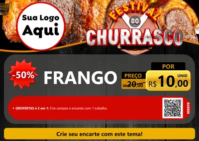 Modelo de Cartaz para Cartaz A4 Horizontal com o tema Festival do Churrasco para Assados