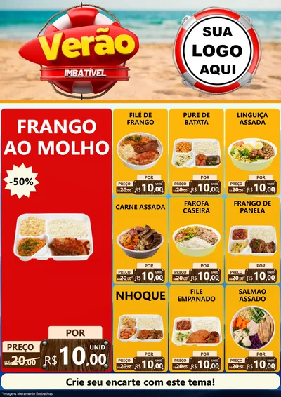 Modelo de Encarte para Encarte A4 Vertical com o tema Verão Imbatível para Restaurante