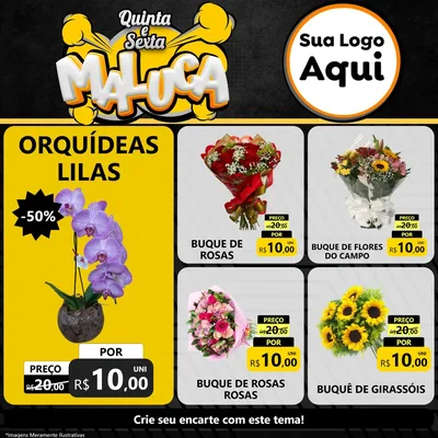 Modelo de Rede Social para Feed Facebook com o tema Quinta e Sexta Maluca para Floricultura e jardim