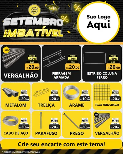 Modelo de Rede Social para Feed Instagram com o tema Setembro Imbatível para Ferragens