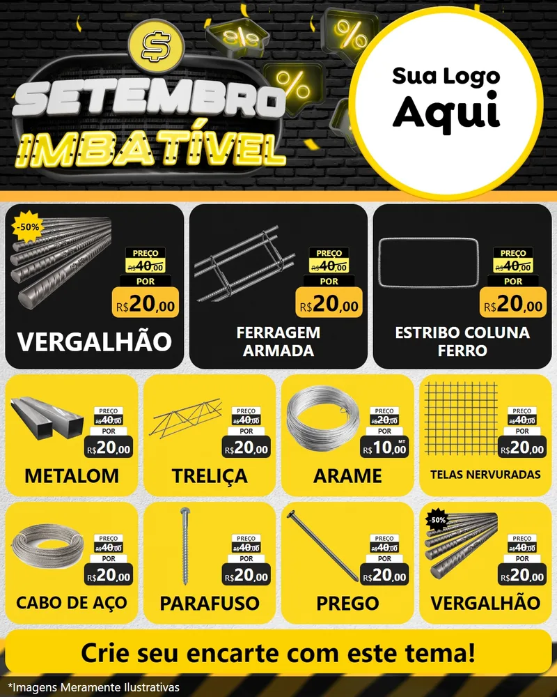 Modelo de Rede Social para Feed Instagram com o tema Setembro Imbatível para Ferragens