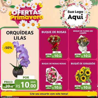 Modelo de Rede Social para Feed Facebook com o tema Ofertas de Primavera para Floricultura e jardim